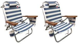 BACKORDERED - OmniCore Designs Premium 5-Position Lay Flat Beach Chair (2-pack)