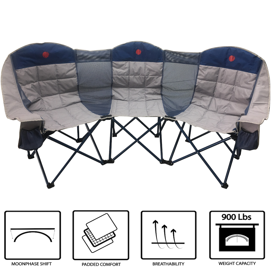 OmniCore Designs MoonPhase Triple Quad Padded Mesh Camp Chair