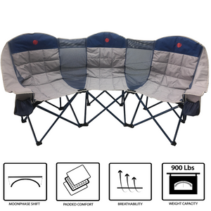 BACKORDERED - OmniCore Designs MoonPhase: Triple-Quad Padded Mesh Camp Chair